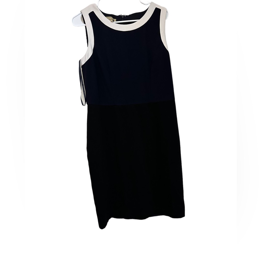 Talbots sleeveless dress navy and black with white trim womens size 10